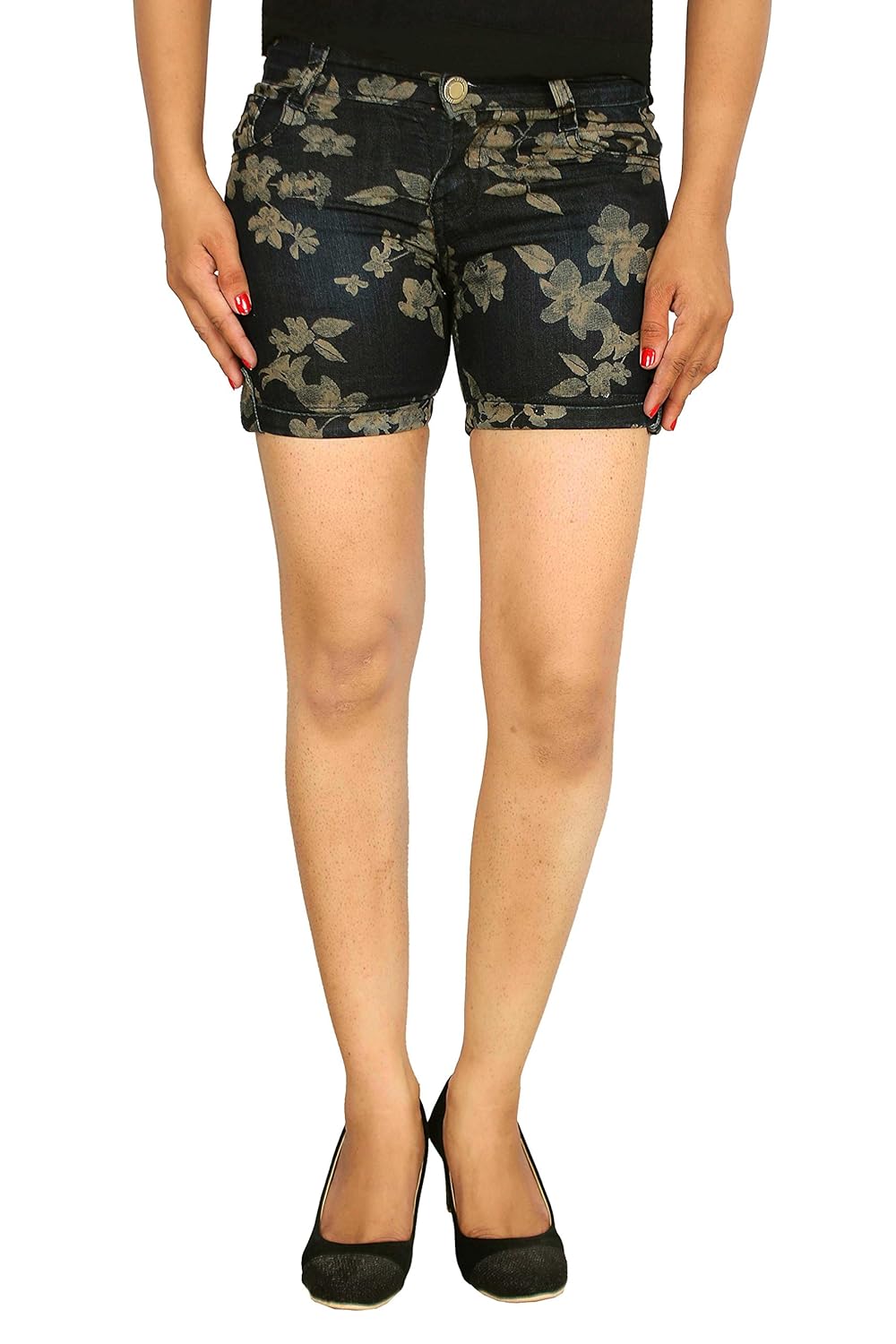 studio nexx women's printed denim shorts
