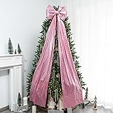 Hismir Christmas Tree Topper Bow,67x16 Inch Extra Large Room Decor Ribbon Bow for Wedding Engagement Birthday Party,Giant Xmas Bow Decorations for Home Wreath Door Wall(Pink)