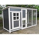 ChickenCoopOutlet 78" Light Weight Wood Frame Chicken Coop With Plastic Inserts Backyard Hen House 2-4 Chickens Nesting Box & Run
