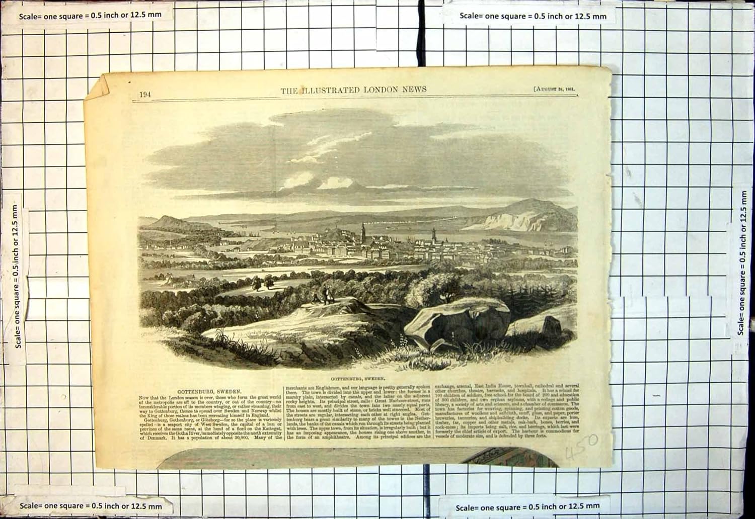 Amazon Gottenburg スウェーデンの海港都市 Fiord カテガット海峡 1861 の旧式な印刷物 アートフレーム ポスター オンライン通販