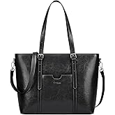 Cnoles Satchel Handbag for Women Ladies Vintage Genuine Leather 15.6 inch Laptop Tote Shoulder Bag Work Purse