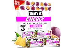 That's it. Tropical Passion Energy Mini Bars | 100mg Natural Caffeine |Pineapple Passionfruit| Allergy-Friendly, Nut Free, Organic, Non-GMO, Gluten-Free Snacks | 15 Count
