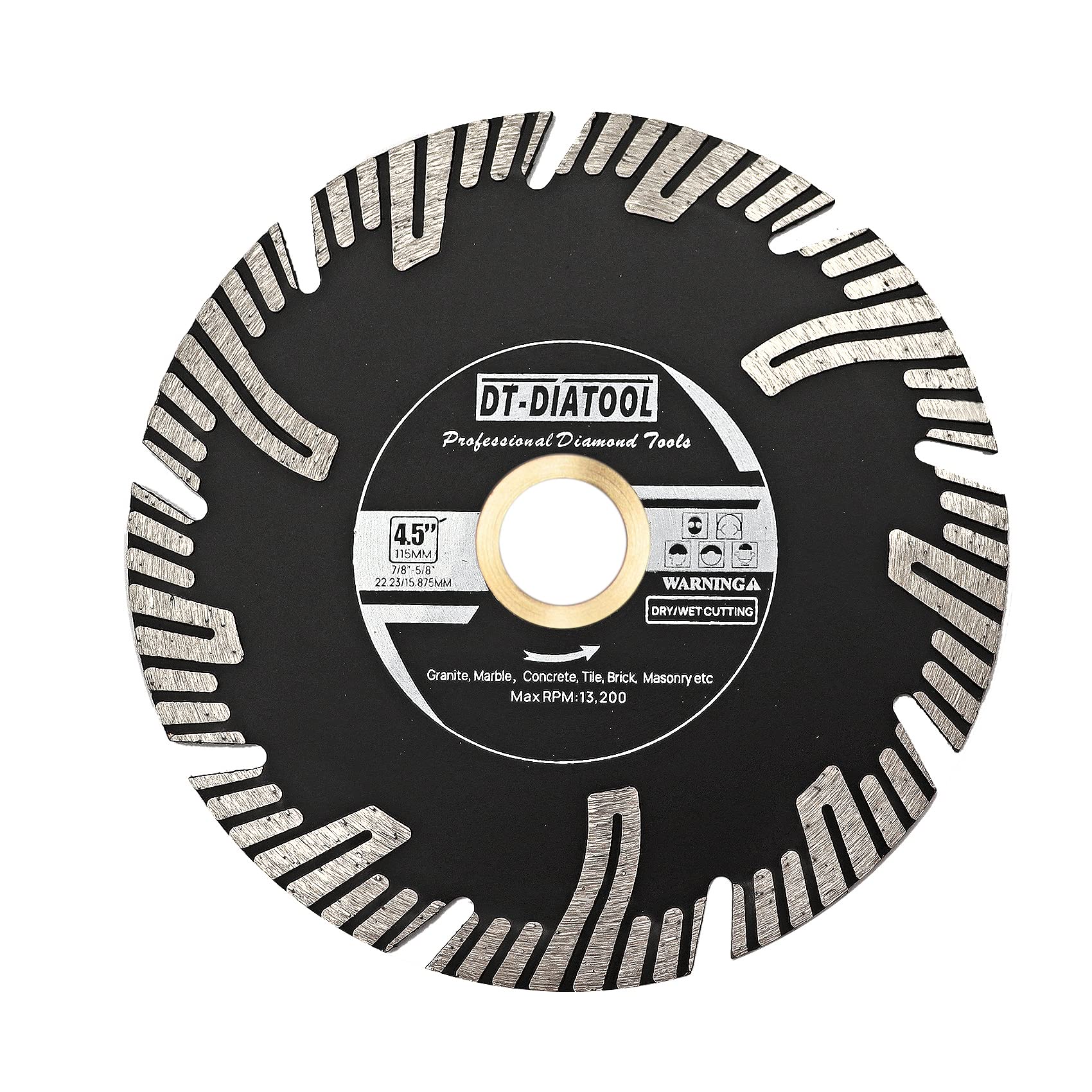 DT-DIATOOL Diamond Granite Disc 115mm Turbo Diamond Blade Cutting Disc for Circular Cutting Marble Artificial Stone Concrete Masonry