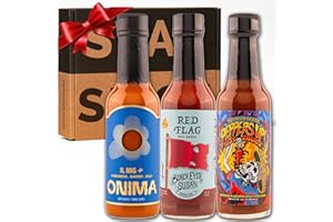 Hot Ones Season 24 Heat Pack, Hot Sauces Gift Pack With Onima (IL MIG+), Black-Eyed Susan (Red Flag), High River Sauces (Peppers Up!), Made With All Natural Ingredients, 5 fl oz Bottles (3-Pack)