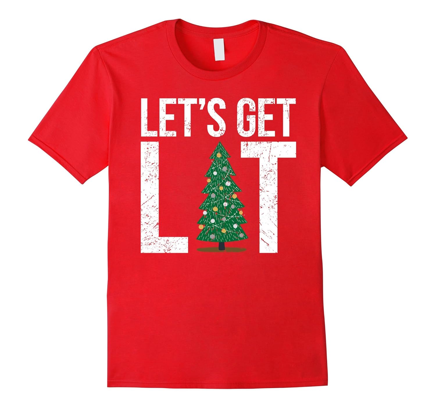 Let's Get Lit Vintage Christmas Tree Decoration Gift T-Shirt-ANZ