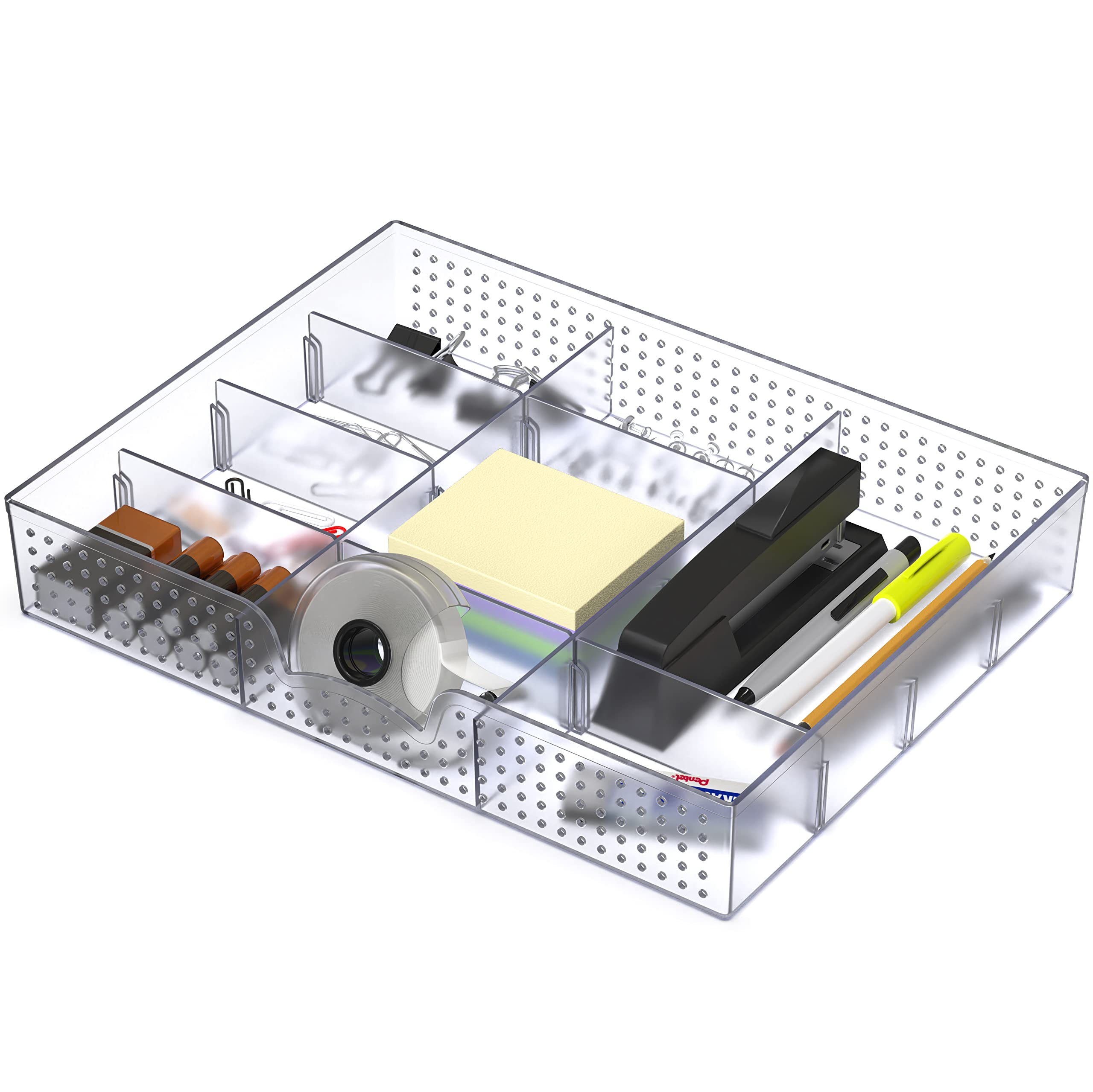 Photo 1 of ***(minor damage)***Simple Houseware Drawer Organizer Tray with 9 Adjustable Compartments, Clear