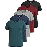 Real Essentials 5 Pack: Men’s V-Neck Dry-Fit Moisture Wicking Active Athletic Tech Performance T-Shirt