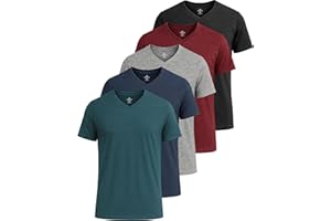 Real Essentials 5 Pack: Men’s V-Neck Dry-Fit Moisture Wicking Active Athletic Tech Performance T-Shirt