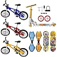 Mini Bike Finger Bike Finger Skateboard Set,Excellent Functional Miniature Toys Mini Extreme Sports Finger Bicycle Skateboard Cool Boy Toy Creative Game Toy Set Collections Cake Decoration (8PCS)