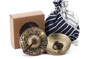 Homelavie Tibetan Tingsha Cymbals Meditation Chime Bells 2.5" 8 Lucky Symbols Embossed Brass with Gift Box Drawstring Cloth Bag for Sound Healing, Yoga, Stress Relief Meditation Instruments