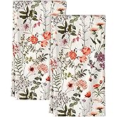 Miss Adola Flour Sack Kitchen Towels Set of 2-18x26 Cotton Dish Towels with Hanging Loop Reusable Tea Towel for Cleaning Spring Absorbent Dishcloths Cute Home Decor Housewarming, Flower Shrubs