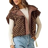 Meyhad Womens Heart Quilted Sherpa Vest Lapel Sleeveless Button Down Fleece Jacket Cute Side Tie Outerwear Vest