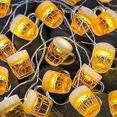 3D Beer Mug String Lights St Patrick's Day Decor, 10ft 15 LED with Remote Control USB & Battery Powered for Bar Christmas Birthday Wedding Party Bedroom Dorm Wreath Summer Club Decorations