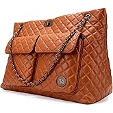 Badgley Mischka Diana Quilted Vegan Leather Tote Weekender Travel Bag