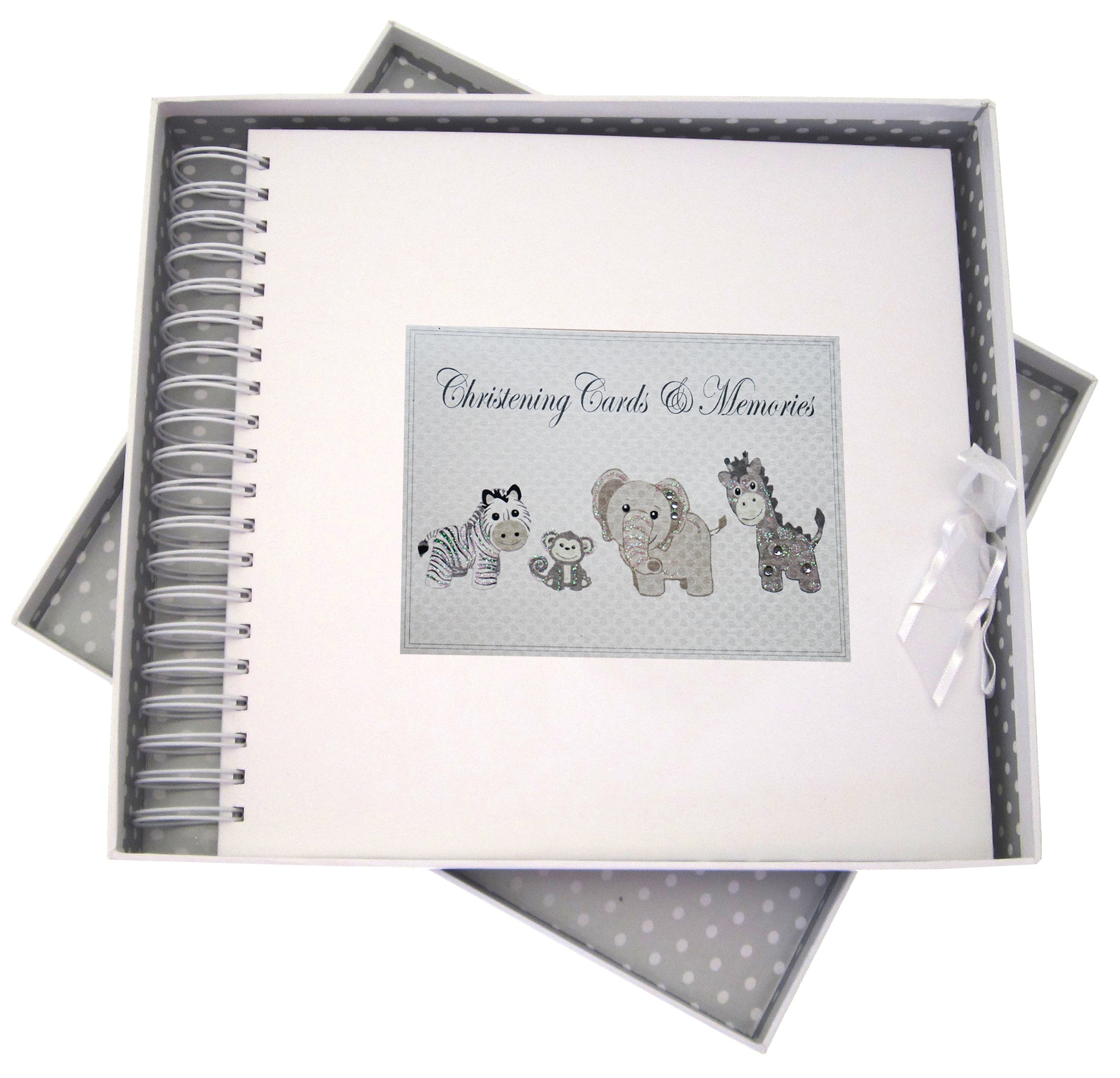 White Cotton Cards Christening Card and Memory Book, Board, 27 x 30 x 4 cm