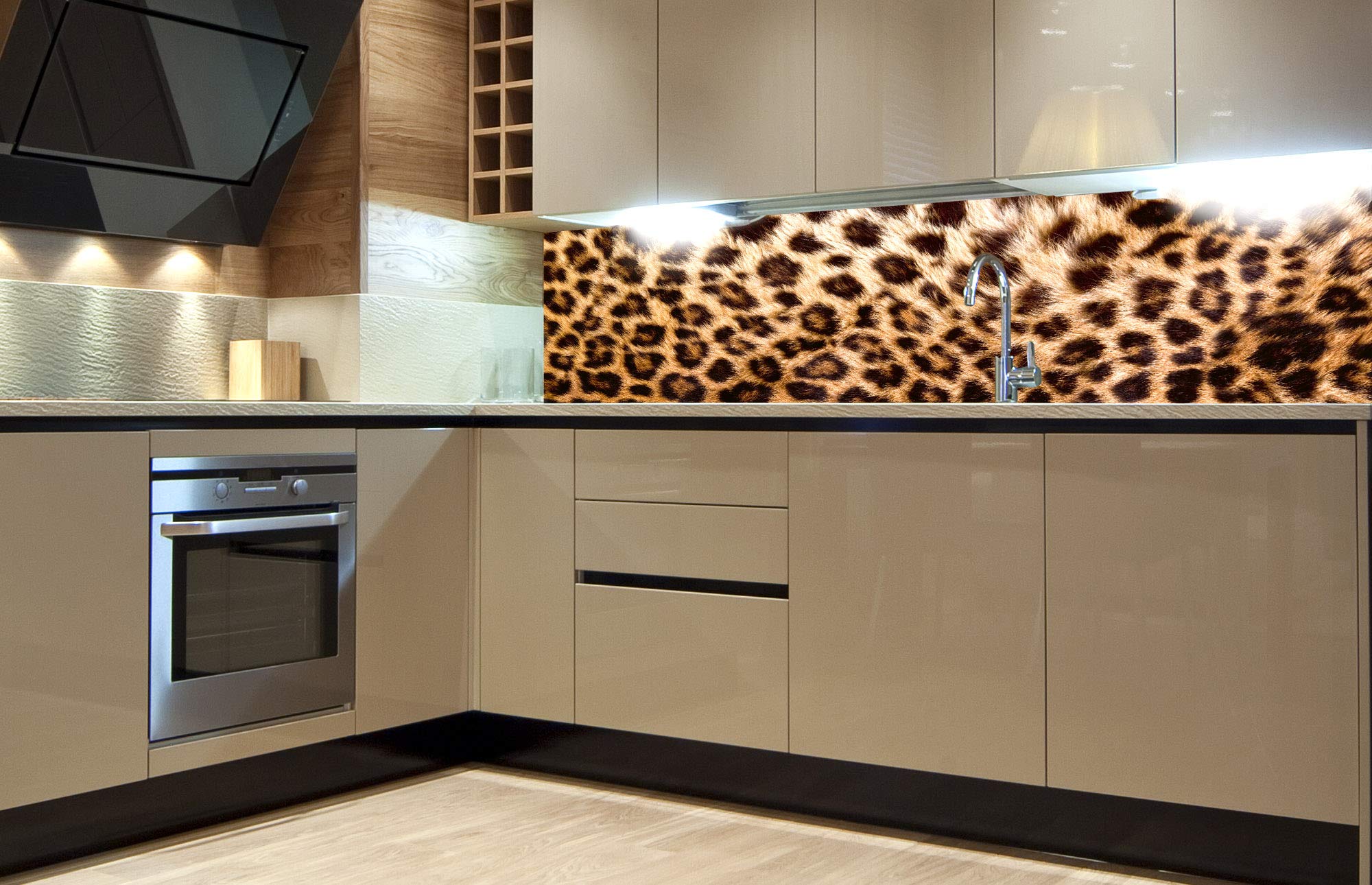 DIMEX LINE Peel and Stick Kitchen Backsplash Sticker Leopard Fur | Waterproof Decorative Wall Foil for Kitchen | Made in EU - 180.01 × 60.00 cm
