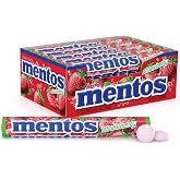 Mentos Chewy Mint Candy Roll, Strawberry, 14 Pieces Per Roll, 15 Count Pack | Individually Wrapped Candy for Kids &amp; Adults, Bulk Candy, Great for Parties, Birthdays, Holidays