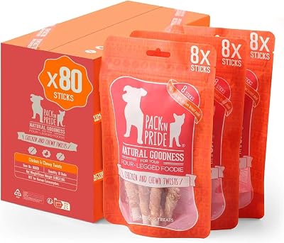 PACK'N PRIDE Chewy Twists Dog Treats 900g Chicken Wrapped Rawhide