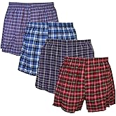 Falari 4-Pack Men's Boxer Underwear, 100% Cotton, Premium Quality, One-Button Fly