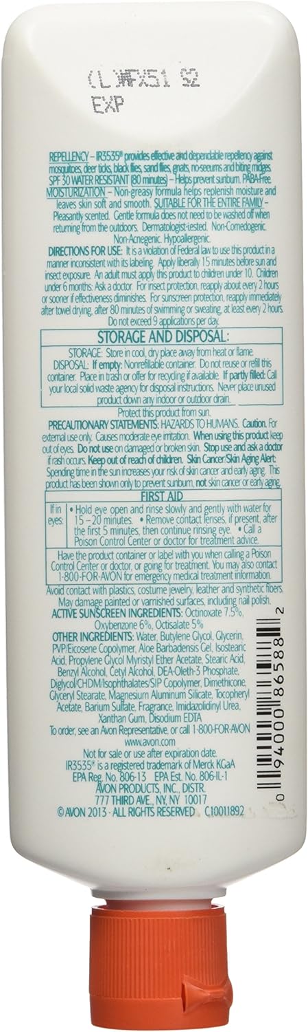 Avon SKIN-SO-SOFT Bug Guard PLUS IR3535 Insect Repellent Moisturizing Lotion - SPF 30 Gentle Breeze, 4 oz: Health & Personal Care