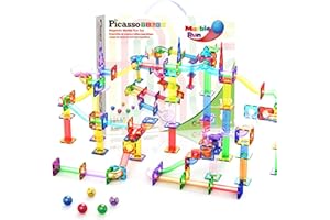 PicassoTiles Marble Run 120 Piece Magnetic Building Blocks Magnet Tile Construction Toy Playset STEM Learning Educational Blo