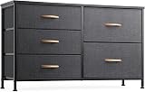 Nicehill 5-Drawer Chest Dresser Storage Organizer Black Grey