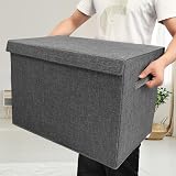 VERONLY Large Foldable Toy Box with Lid Dark Grey 60x31x39 cm Storage Chest view 5