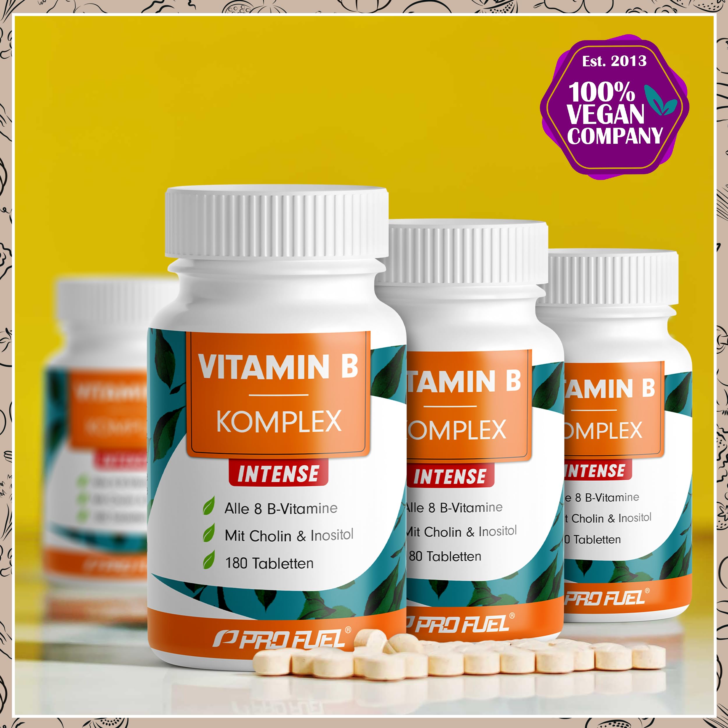 Vitamin B Komplex hochdosiert - 180 Tabletten - alle 8 B-Vitamine (B1, B2, B3, B5, B6, B7, B9, B12) + Co-Faktoren Cholin & Myo-Inositol - laborgeprüft mit Zertifikat - vegan - Vorrat für 6 Monate 5