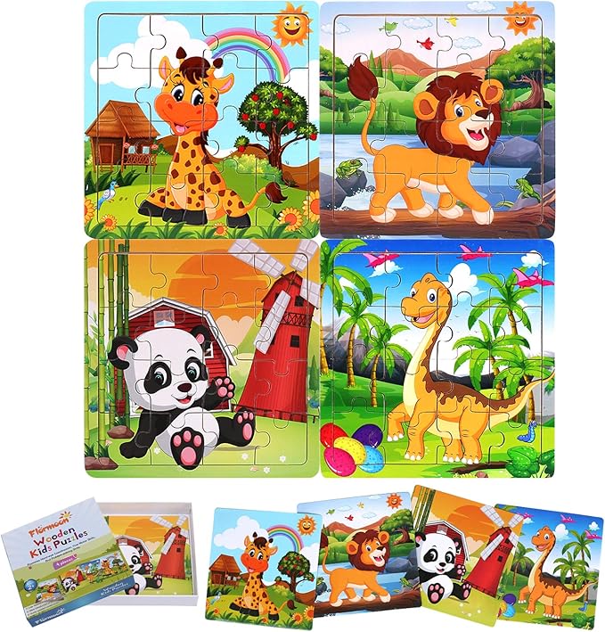 FLORMOON Wooden Jigsaw Puzzle for Kids 26 Year Old Large Piece, No