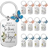 Misdary 12 Pcs Christian Bible Verse Keychain Bulk for Women Christian Gifts Keychain with Butterfly