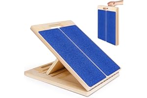 NORBASE Portable Wooden Slant Board for Calf Stretching Squats Calf Stretcher Physical Therapy Equipment Adjustable Incline Board for Knees Ankle Heel Feet Leg Blue