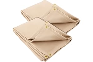 TOPDC 2 Pack Welding Blanket 4x6 ft Heavy Duty Fiberglass Heat Resistant Welding Blanket, 1022°F Heat Resistant Fabric Thickened Weld Cover with Grommets, Thermal Insulation Blanket for Smoker Grill