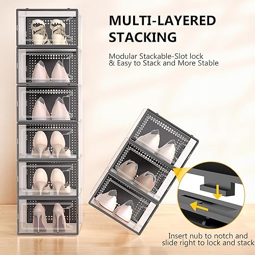 12 Pack XXX Large Shoe Storage Organizer for Closet, Modular Space