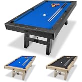 GoSports 7 ft Pool Tables with Wood Finish - Choose Your Style - Modern Billiards Table with 2 Cue Sticks, Balls, Rack, Felt Brush and Chalk