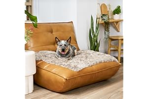 Furhaven Waterproof Throw Blanket for Dogs & Indoor Cats, Washable - Shaggy Plush Calming Long Faux Fur & Velvet Dog Blanket - Driftwood, Medium