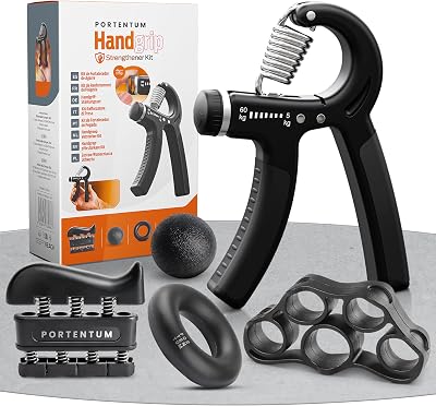 PORTENTUM Hand Grip 6-Piece Set Adjustable Hand Strengthener Grip Ring Stress