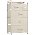 YITAHOME Fabric Dresser with 5 Drawers - Storage Tower with Large Capacity, Organizer Unit for Bedroom, Living Room & Closets - Sturdy Steel Frame, Wooden Top & Easy Pull Fabric Bins
