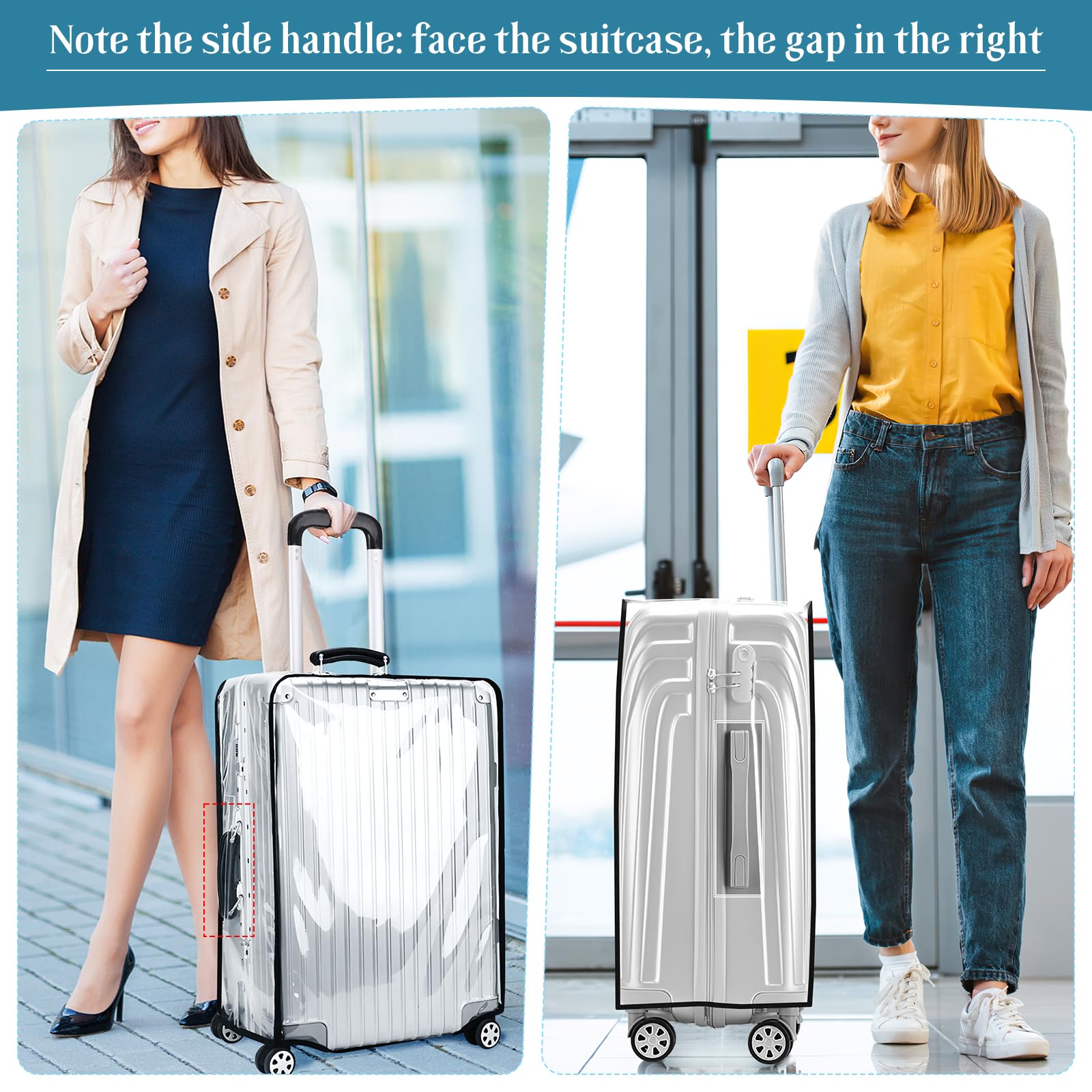 Yotako Upgraded Zippered Clear PVC Suitcase Cover, 30 Inch Luggage Covers for Suitcase Luggage Protector Suitcase Cover (30''(26.37''H x 20.27''L x 11.61''W))
