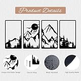 ESTART 4 Pcs Mountain Range Metal Wall Art Decor 25 x 43 cm Rustic Black view 7