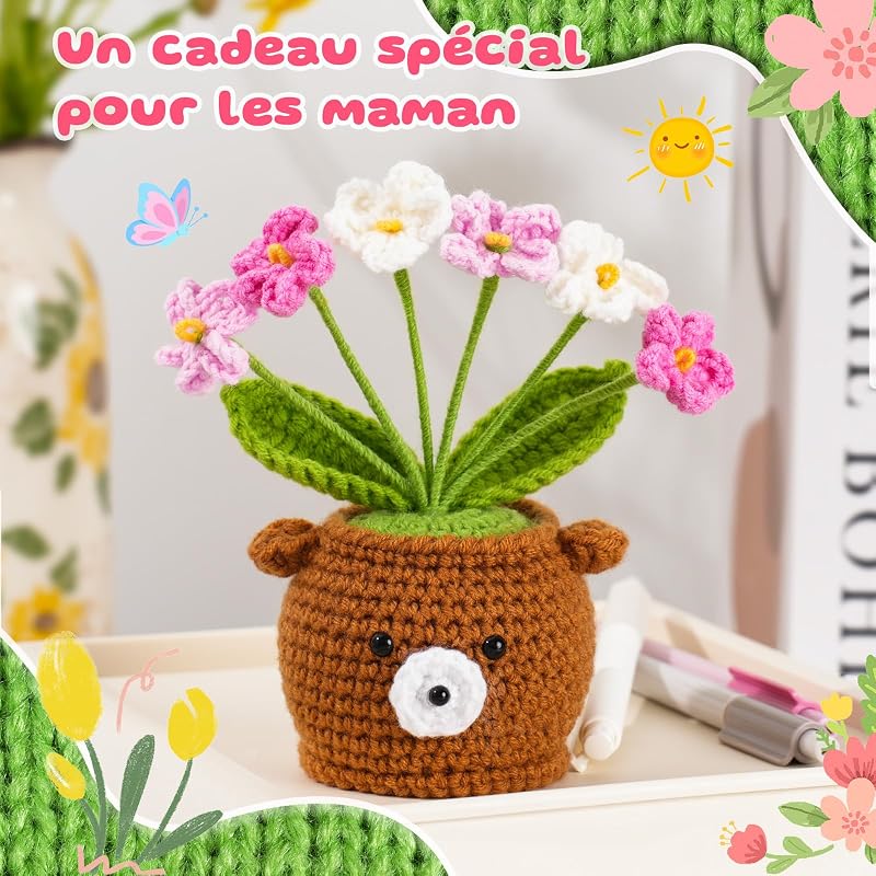 Regalos florales de ganchillo para mamá