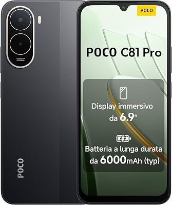 POCO C81 Pro, Smartphone 4+256GB, Nero, Batteria da 6000mAh(typ)