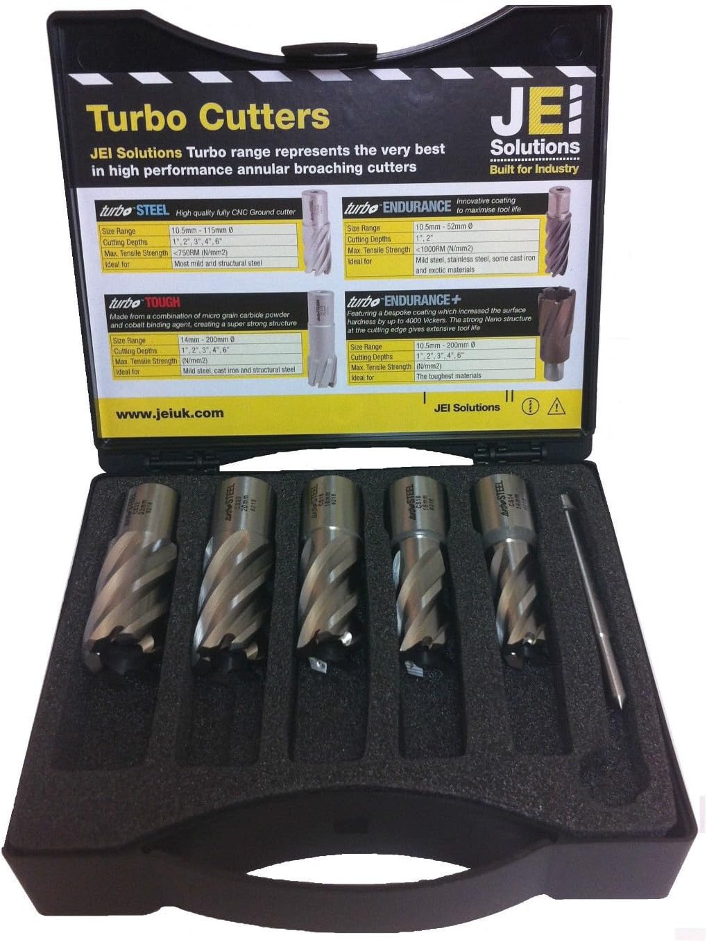 5 Piece Magnetic Drill Rota Slugger Annular Broach Hole Cutter Set, Metal, 15.6 x 13.4 x 3.8 cm
