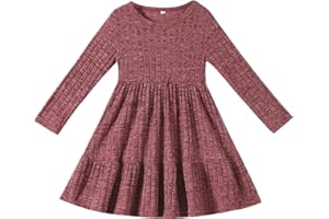 Kionio Toddler Baby Girl Long Sleeve Dress Girls Knit Sweater Dresses Tiered Kids Swing Holiday Dresses Fall Winter