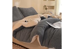 LLanCL 3D Jacquard Design Comforter Set, Ultra-Soft Warm Queen Size Sherpa Fur Plush 3-Pieces Sets Luxury Cozy Bedding with 2 Pillowcases (90"x90", Grey)