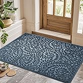 Bulijojo Front Door Mat Entrance,Durable Heavy Duty Welcome Mat,Thick Absorbent Natural Rubber Non Slip Mat, Sturdy Entryway Blue 47"x32"