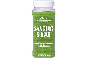 MODERN MOUNTAIN Green Sanding Sugar (3.7oz) Naturally Colored with Plants, No Artificial Dyes, Dye Free Christmas Sprinkles, Green Sugar Sprinkles, Perfect for Christmas Cookies, Non-GMO Sourced, Verified Gluten Free