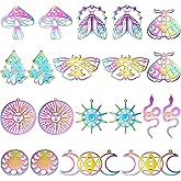COGCHARGER 20Pcs Witchy Charms for Jewelry Making Mushroom Snake Sun Moon Moth Butterfly Charms Stainless Steel Pendant for Bracelets Necklace Making DIY Craft Supplies