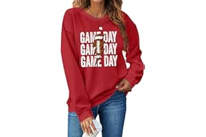 HQP Game Day Sweatshirt Women Football Graphic Long Sleeve Shirt Football Season Pullover Tops