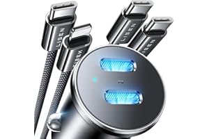LISEN 90W for iPhone 17 Car Charger USB C Fast Charge, Dual Fast Charging Port 45W USB C Car Charger Type C Adapter with 2 Cables [Lighning&USB-C] for iPhone 17 Pro/16/15/14,Galaxy S25/S24