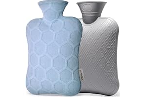 ANMIA Hot Water Bottle with Cover, Hot Water Bottle Bag for Hot and Cold Compress, Menstrual Cramps, 1.8L Rubber Hot Water Bo